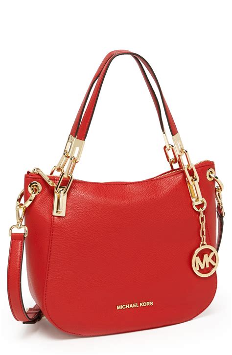 michael kors red bag with gold chain|michael kors navy shoulder purse.